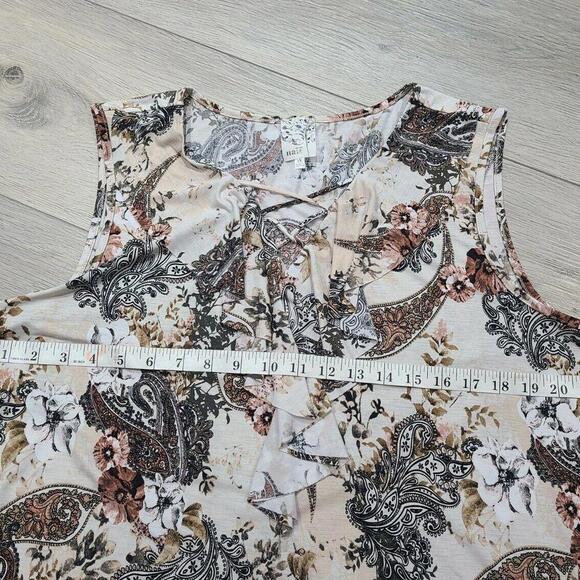 Naif Top 1x Plus Size V Neck Criss Cross Stretch Floral - Picture 4 of 5